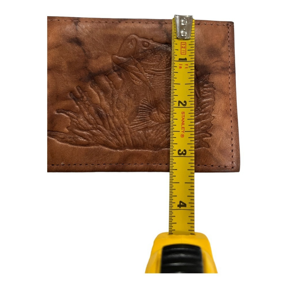Vintage Amity ID Leather Bass Fish Mens Billfold Wallet - New Old Stock - Picture 8 of 9